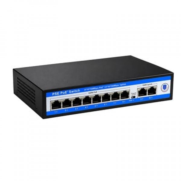 Novacom NVC-PSE0820 100/1000 Mbps 8 Port PoE + 2 Port Uplink Switch Novacom NVC-PSE0820 100/1000 Mbps 8 Port PoE + 2 Port Uplink Switch