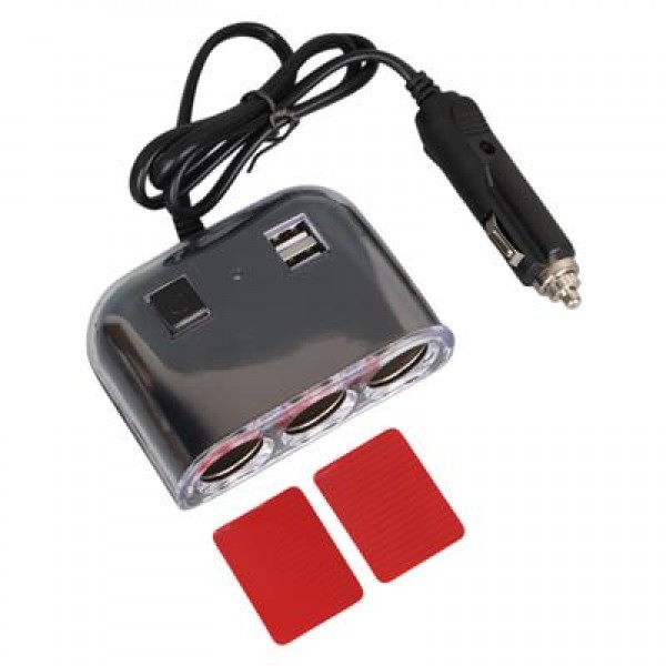 Olesson 1505 12-24V Çift USB Girişli 120W 80cm Kablolu 3'LÜ Araç Çakmak Çoklayıcı