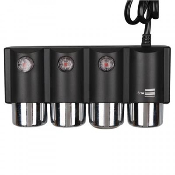 Olesson 1508 12-24V Çift USB Girişli 120W 80cm Kablolu 3'lü Araç Çakmak Çoklayıcı