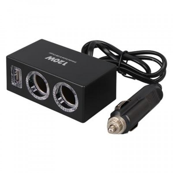 Olesson 1522 12-24V Tek USB Girişli 120W 80cm Kablolu 2'li Araç Çakmak Çoklayıcı