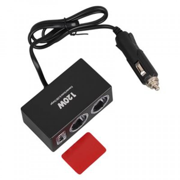 Olesson 1522 12-24V Tek USB Girişli 120W 80cm Kablolu 2'li Araç Çakmak Çoklayıcı