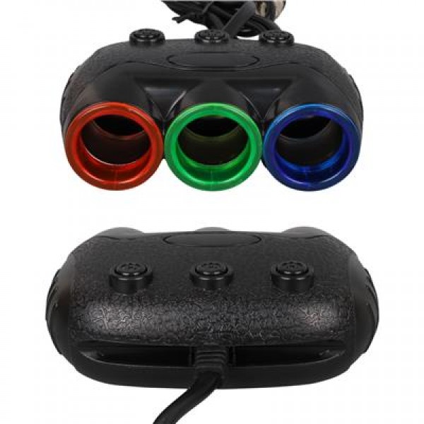 Olesson 1633 12-24V Tek USB Girişli 120W 80cm Kablolu Dijital Voltaj Ekranlı 3'lü Araç Çakmak Çoklayıcı