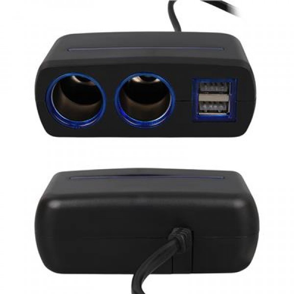 Olesson 1638 12-24V Çift USB Girişli 120W 80 CM Kablolu 2'LI Araç Çakmak Çoklayıcı