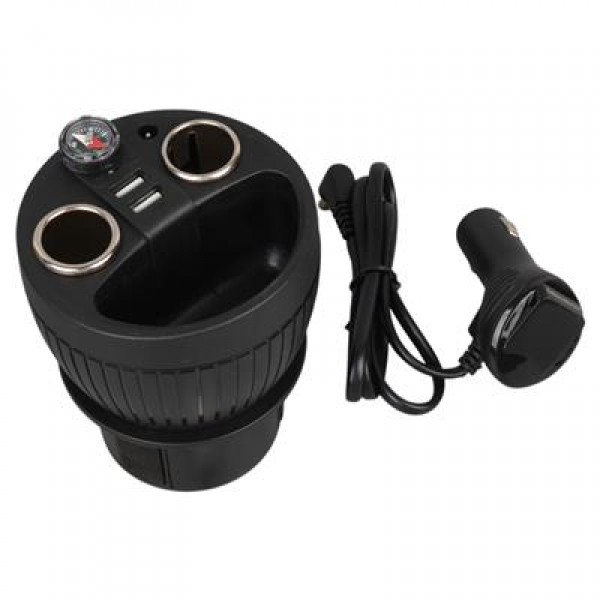 Olesson 1640 12-24V Çift USB Girişli 120W 80cm Kablolu Dijital Voltaj Ekranlı 2'li Araç Çakmak Çoklayıcı