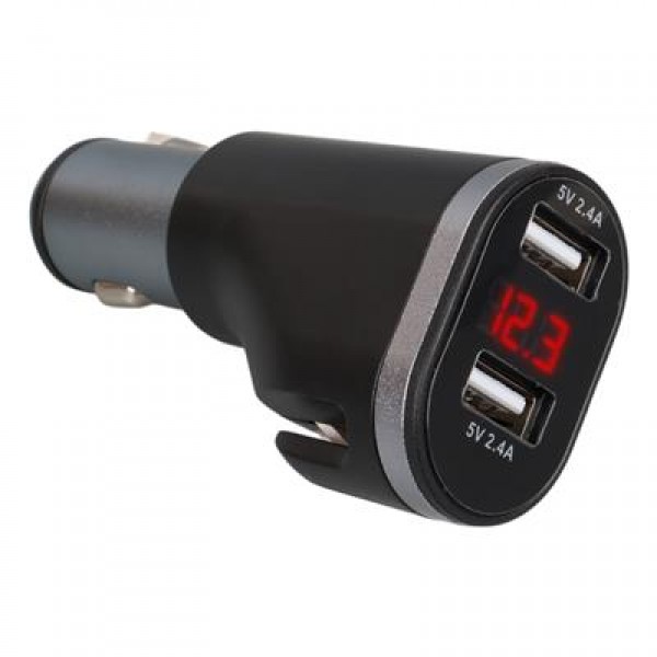 Olesson 1648 12-24V Çift USB Girişli 5V-2.4A Dijital Voltaj Ekranlı Araç Çakmaklık Şarj Aleti