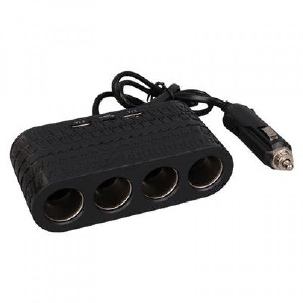 Olesson 1654 12-24V Çift USB - TYPE-C 120W 80cm Kablolu 4'LÜ Araç Çakmak Çoklayıcı