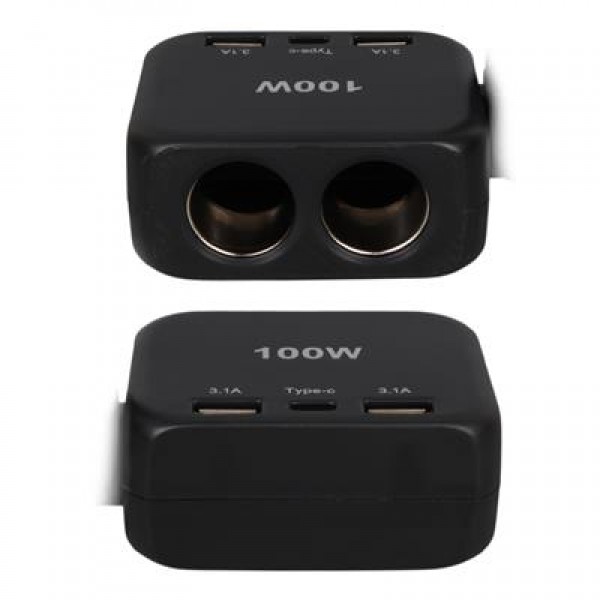 Olesson 1655 12-24V TYPE-C + Çift USB-A Girişli 100W 2'li Araç Çakmak Çoklayıcı