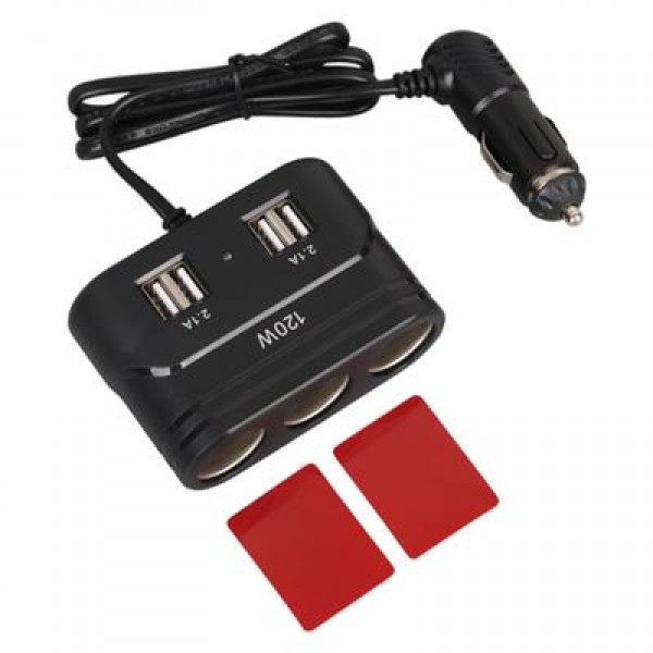 Olesson 1678 12-24V 4 USB Girişli 120W 80cm Kablolu 3'lü Araç Çakmak Çoklayıcı