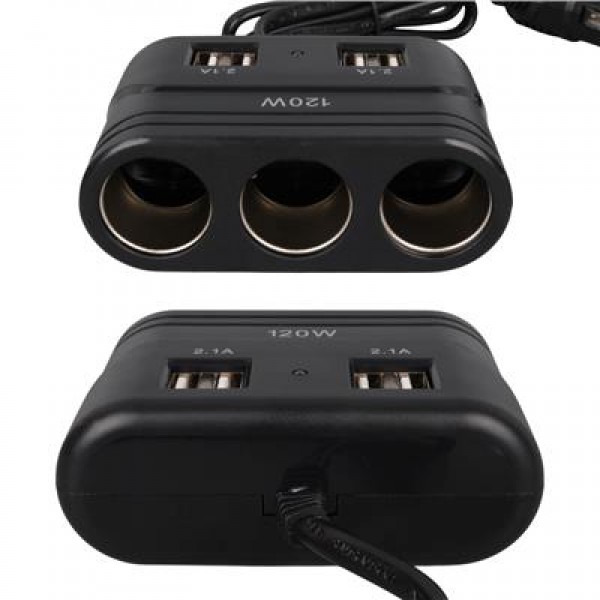 Olesson 1678 12-24V 4 USB Girişli 120W 80cm Kablolu 3'lü Araç Çakmak Çoklayıcı