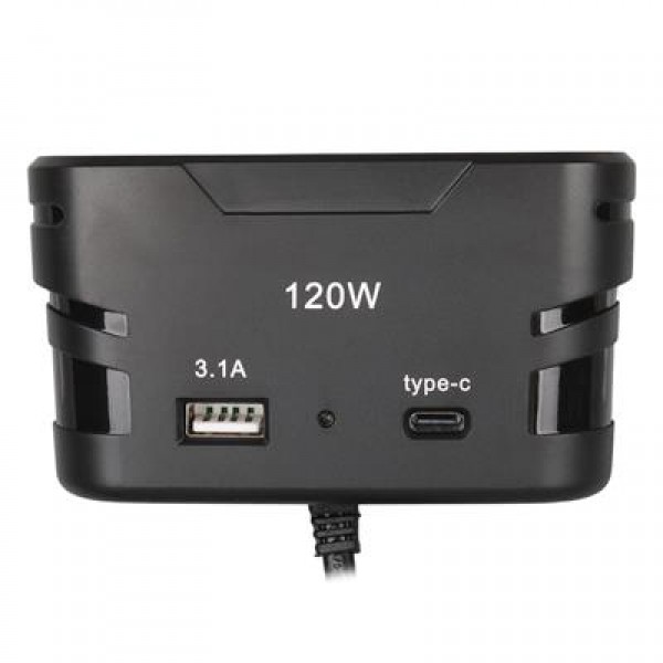 Olesson 2013 12-24V TYPE-C + USB Girişli 120W 80 CM Kablolu 3'lü Araç Çakmak Çoklayıcı