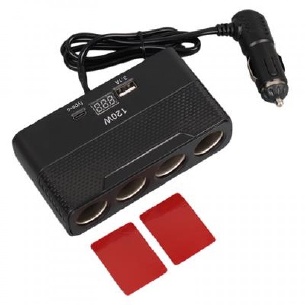 Olesson 2014 12-24V Type-C + USB-A Girişli 120W 80cm Kablolu 4'lü Araç Çakmak Çoklayıcı