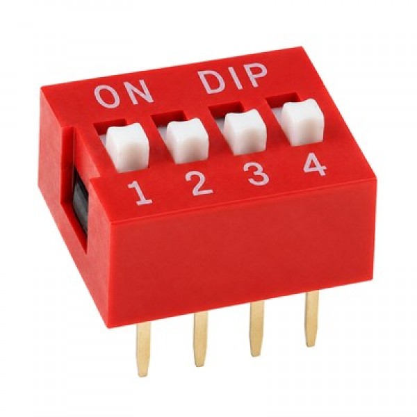 PCB Tip 4'lü Kırmızı DIP Switch 2.54mm Pin Aralıklı Devre Anahtarı PCB Tip 4'lü Kırmızı DIP Switch 2.54mm Pin Aralıklı Devre Anahtarı