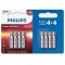 Philips Power Alkaline LR03P8BP/10 1.5V AAA İnce Kalem Pil (4+4) 8'li Paket