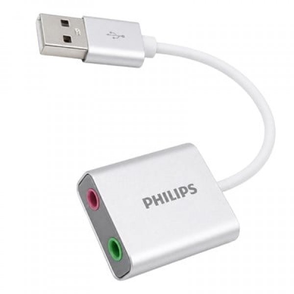 Philips SWR1656Y/93 USB Harici Stereo Ses Kartı Dönüştürücü Adaptör 3.5mm Mikrofon Hoparlör Çıkışlı Philips SWR1656Y/93 USB Harici Stereo Ses Kartı Dönüştürücü Adaptör 3.5mm Mikrofon Hoparlör Çıkışlı