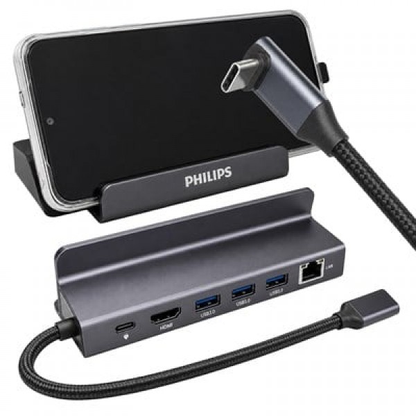 Philips SWR1691A/93 USB-C 6'sı 1 Arada Stand Tasarımlı Hub - 4K 60Hz HDMI, 1000Mbps LAN, 100W PD Philips SWR1691A/93 USB-C 6'sı 1 Arada Stand Tasarımlı Hub - 4K 60Hz HDMI, 1000Mbps LAN, 100W PD