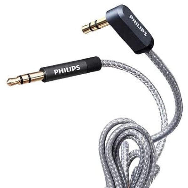 Philips SWR2114F/93 3.5mm AUX Ses Kablosu 1.5 Metre L Tipi Konnektör Örgülü Zırhlı Philips SWR2114F/93 3.5mm AUX Ses Kablosu 1.5 Metre L Tipi Konnektör Örgülü Zırhlı