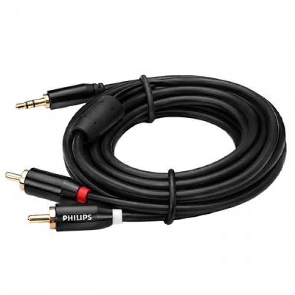 Philips SWR2121B/93 2 Metre 3.5mm Stereo 2 RCA AUX Ses Kablosu Philips SWR2121B/93 2 Metre 3.5mm Stereo 2 RCA AUX Ses Kablosu