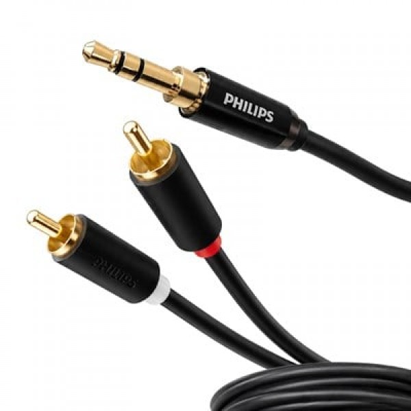 Philips SWR2121B/93 2 Metre 3.5mm Stereo 2 RCA AUX Ses Kablosu Philips SWR2121B/93 2 Metre 3.5mm Stereo 2 RCA AUX Ses Kablosu