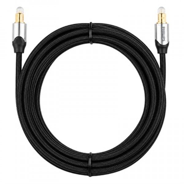 Philips SWR2123O/93 3 Metre Dijital Optik Toslink Ses Kablosu Metal Başlıklı Örgülü Zırhlı