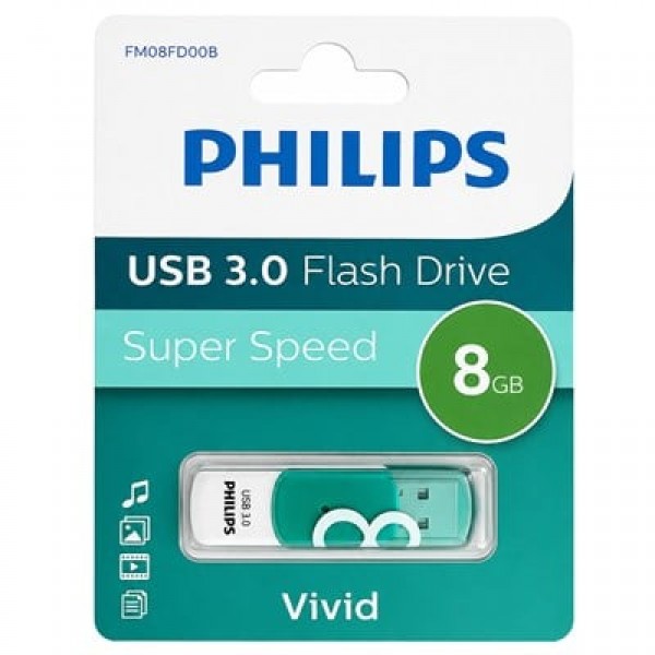 Philips FM08FD00B Vivid 8GB USB 3.0 Super Speed Flash Bellek Philips FM08FD00B Vivid 8GB USB 3.0 Super Speed Flash Bellek