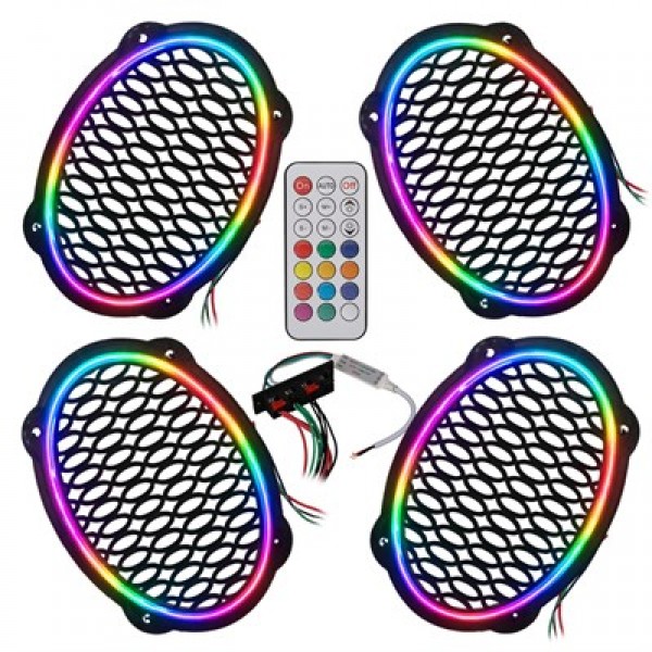 Poke PK-5653 Kumandalı Pixel Led Kapak Animasyonlu 4 Adet Oval Oto Hoparlör