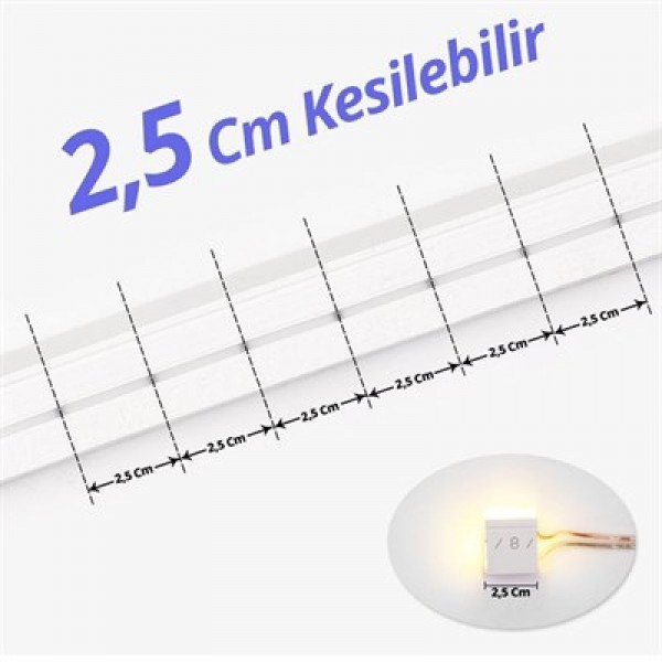 PowerMaster PM-5294 Silikon Kaplama 12 Volt 100 Metre Oranj Turuncu Neon Led Şerit Aydınlatma