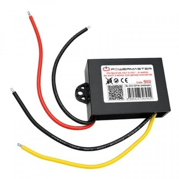 Powermaster PM-9113 12-24V Giriş 5V 10A 50W DC-DC Voltaj Düşürücü Çevirici Konvertör