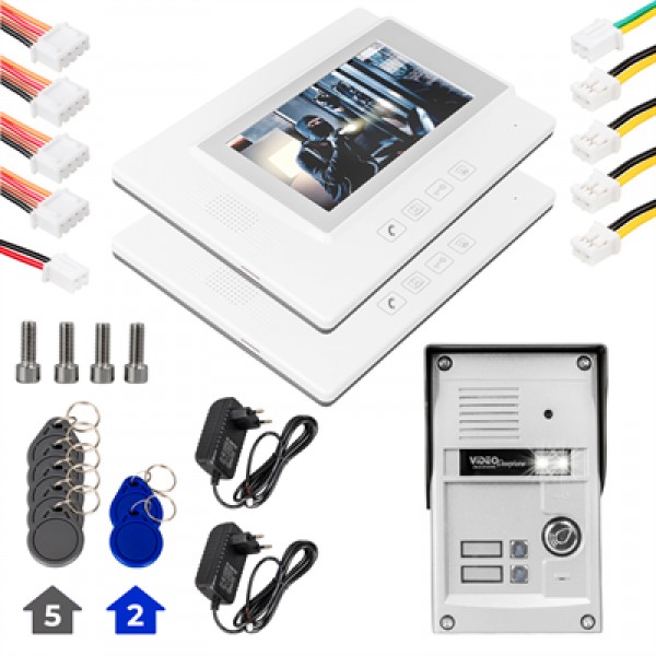 PowerMaster 37T2 2 Daire 7'' NFC Destekli Görüntülü Kapı Zili Interkom Akıllı Ev Güvenliği Sistemi