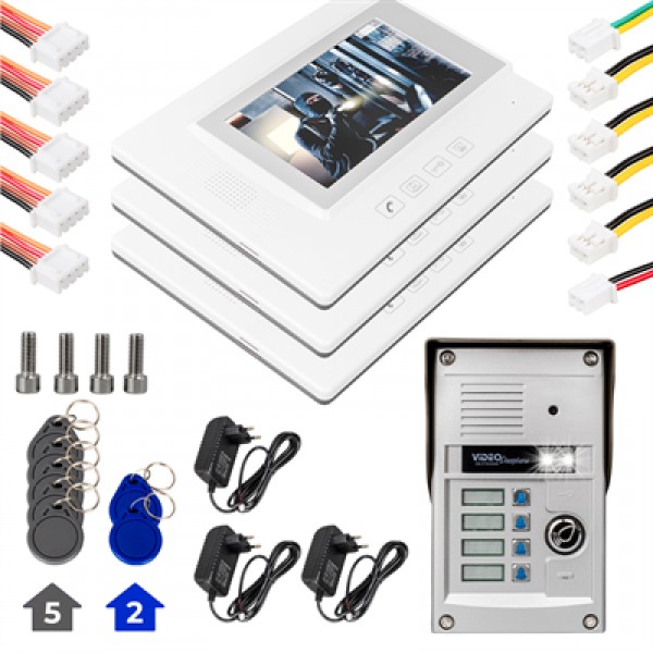 PowerMaster 37T4 2 Daire 7'' NFC Destekli Görüntülü Diafon Kapı Zili Interkom Akıllı Ev Güvenliği Sistemi