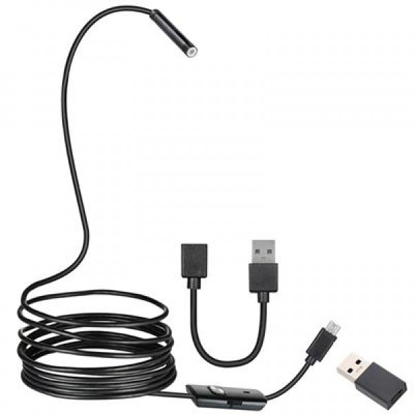 Powermaster 3in1 Micro Usb+Type C+Pc 8 Mm Işıklı 5 Metre Endeskop Yılan Kamera