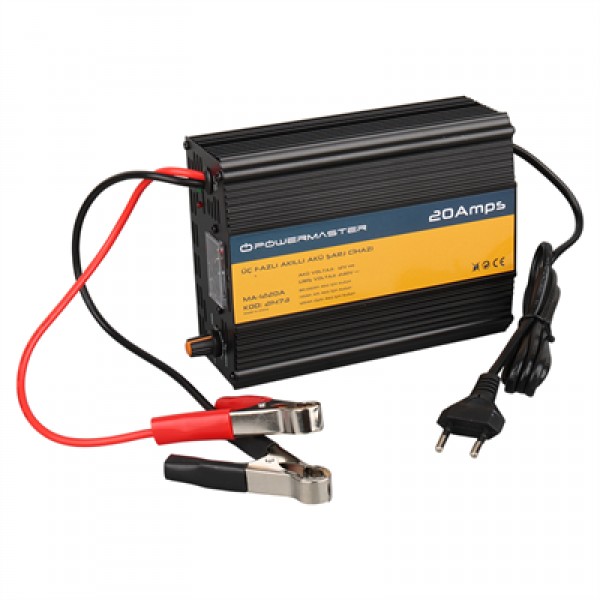 Powermaster MA-1220A 12 Volt 20 Amper Üç Fazlı Akıllı Akü Şarj Cihazı