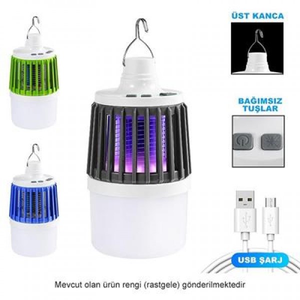 Powermaster MX-858 USB'li Sinek Öldürücü Özellikli 3 Modlu Şarjlı Kamp Feneri
