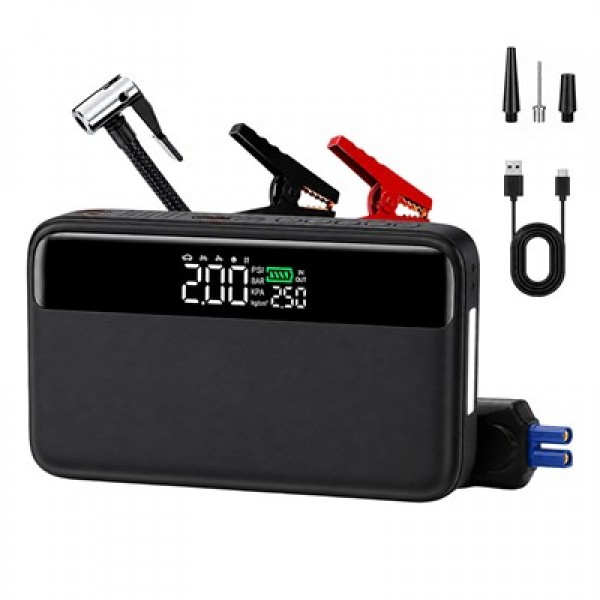 Powermaster N33 Lastik Hava Kompresörlü Akü Takviye Cihazı 65W Fast Powerbank Powermaster N33 Lastik Hava Kompresörlü Akü Takviye Cihazı 65W Fast Powerbank
