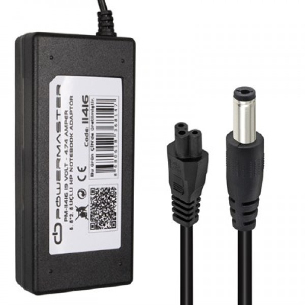 Powermaster PM-11416 19V 4.74A 90W 5.5x2.5mm HP Notebook Şarj Adaptörü Powermaster PM-11416 19V 4.74A 90W 5.5x2.5mm HP Notebook Şarj Adaptörü