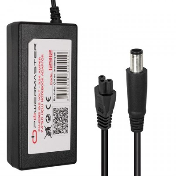 Powermaster PM-12912 19.5 Volt - 3.34 Amper 7.4*5.0 Mm Uçlu Adaptör Powermaster PM-12912 19.5 Volt - 3.34 Amper 7.4*5.0 Mm Uçlu Adaptör