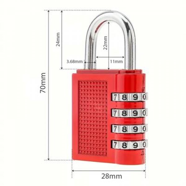 PowerMaster PM-24698 Asma Güvenlik Kilidi Bavul Dolap Kilit 4 Basamaklı Haneli