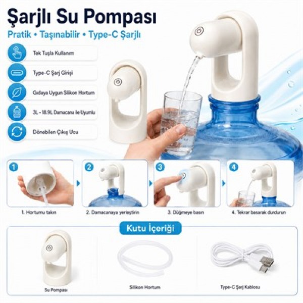 Powermaster PM-24931 Otomatik Şarjlı Damacana Su Pompası Powermaster PM-24931 Otomatik Şarjlı Damacana Su Pompası
