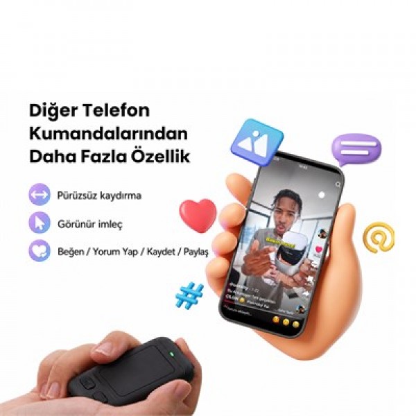 Powermaster PM-24935 Dokunmatik Yüzeyli Kablosuz Bluetooth Akıllı Telefon Kumandası Kamera TikTok Reels Kontroller Powermaster PM-24935 Dokunmatik Yüzeyli Kablosuz Bluetooth Akıllı Telefon Kumandası Kamera TikTok Reels Kontroller