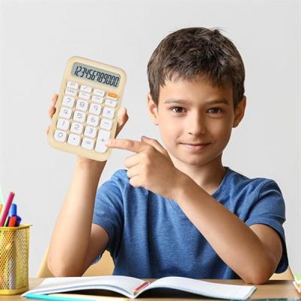 Powermaster PM-25408 Krem Renk Beyaz Tuş 12 Haneli Hesap Makinesi 