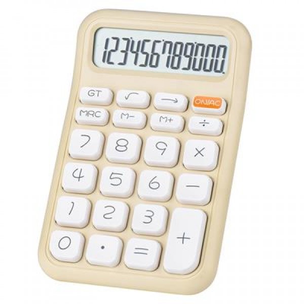 Powermaster PM-25408 Krem Renk Beyaz Tuş 12 Haneli Hesap Makinesi 