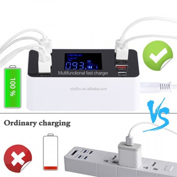 Powermaster PM-26057 8 Portlu LCD Ekranlı Akıllı USB ve Type-C PD Şarj İstasyonu Powermaster PM-26057 8 Portlu LCD Ekranlı Akıllı USB ve Type-C PD Şarj İstasyonu