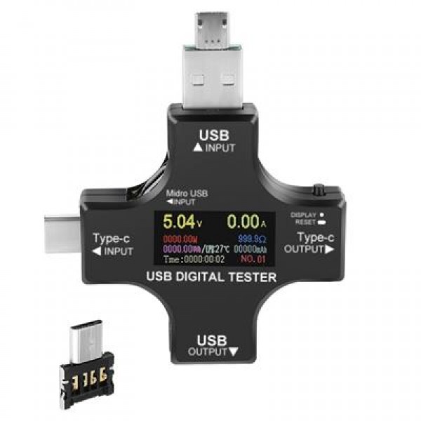 PowerMaster PM-26611 USB Tester Voltmetre Ampermetre Akım Göstergesi Multimetre Test Cihazı OTG Destekli PowerMaster PM-26611 USB Tester Voltmetre Ampermetre Akım Göstergesi Multimetre Test Cihazı OTG Destekli