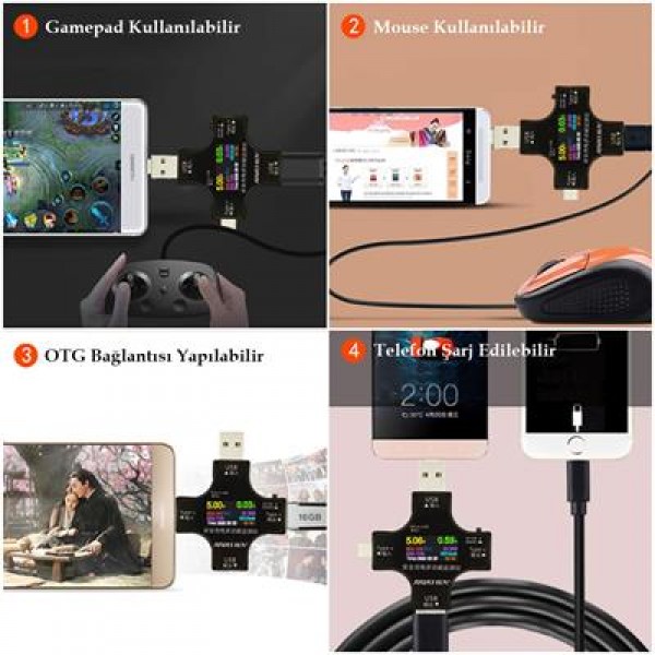 PowerMaster PM-26611 USB Tester Voltmetre Ampermetre Akım Göstergesi Multimetre Test Cihazı OTG Destekli PowerMaster PM-26611 USB Tester Voltmetre Ampermetre Akım Göstergesi Multimetre Test Cihazı OTG Destekli
