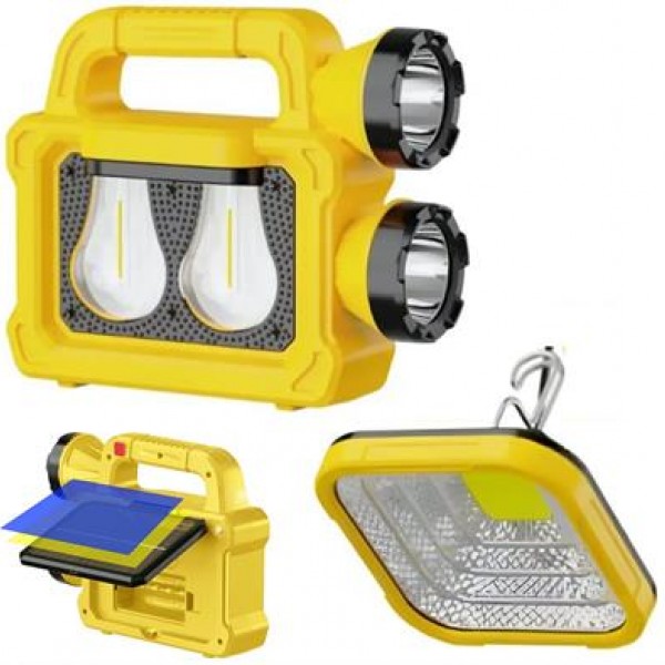 Powermaster PM-26930 Solar Panelli 6 Işık Modlu Powerbank Özellikli 2400mAh Type C Giriş 5V Led Kamp Feneri 