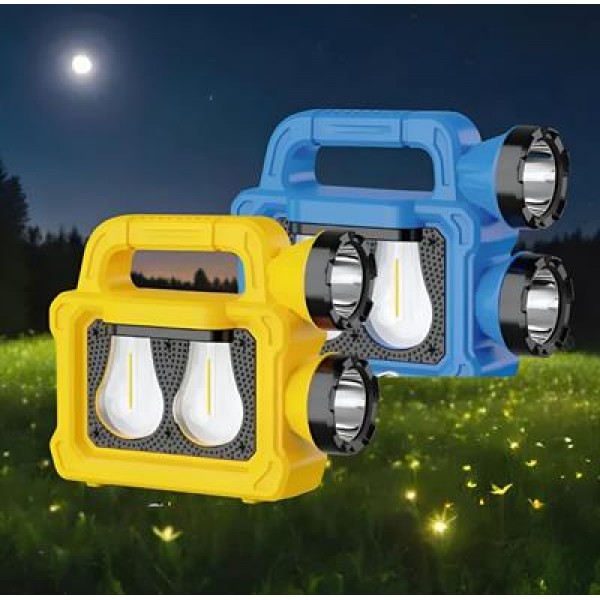 Powermaster PM-26930 Solar Panelli 6 Işık Modlu Powerbank Özellikli 2400mAh Type C Giriş 5V Led Kamp Feneri 