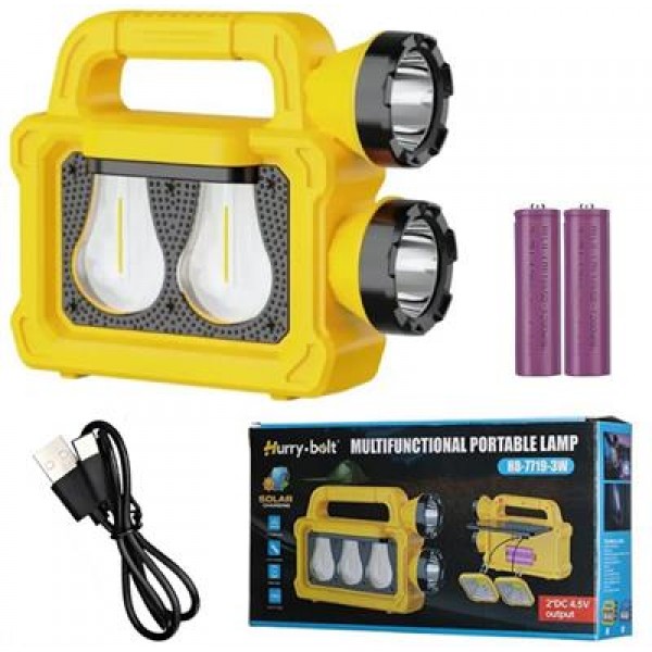 Powermaster PM-26930 Solar Panelli 6 Işık Modlu Powerbank Özellikli 2400mAh Type C Giriş 5V Led Kamp Feneri 