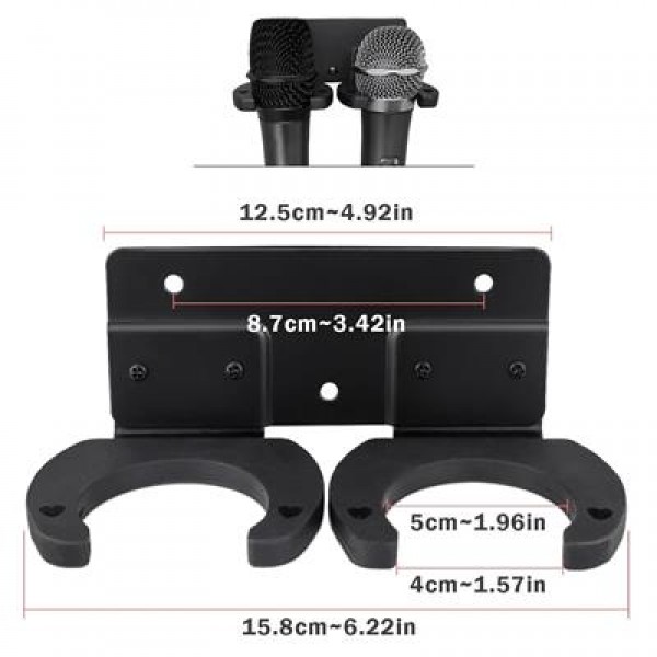 PowerMaster PM-26938 Duvara Monte Çift Mikrofon Tutucu Askı Metal Gövde