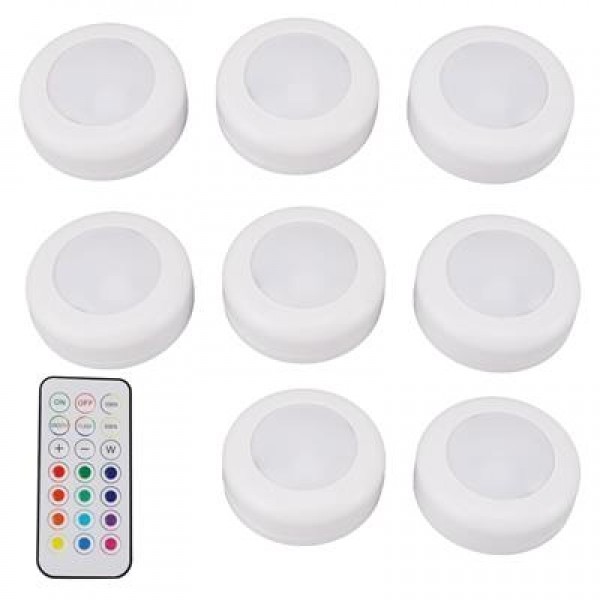 PowerMaster PM-27186 Led Mobilya Merdiven Pilli Aydınlatma 3M Yapışkanlı Kumandalı RGB + 4000K (8'li Paket)