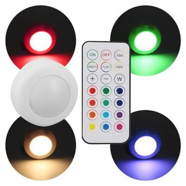 PowerMaster PM-27186 Led Mobilya Merdiven Pilli Aydınlatma 3M Yapışkanlı Kumandalı RGB + 4000K (8'li Paket)