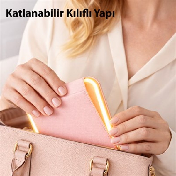 Powermaster PM-27372 Dc 5V Işıklı 3 Renk Modlu Şarjlı Katlanabilir Ledli Küçük Boy     Profesyonel  Makyaj Aynası 